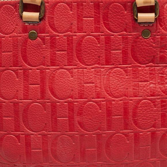 Ch Carolina Herrera Andy Red Monogram Leather Tote - Picture 5 of 7